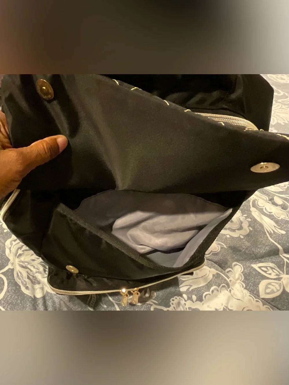 Bamomby Diaper Backpack, Black with Gold Accents